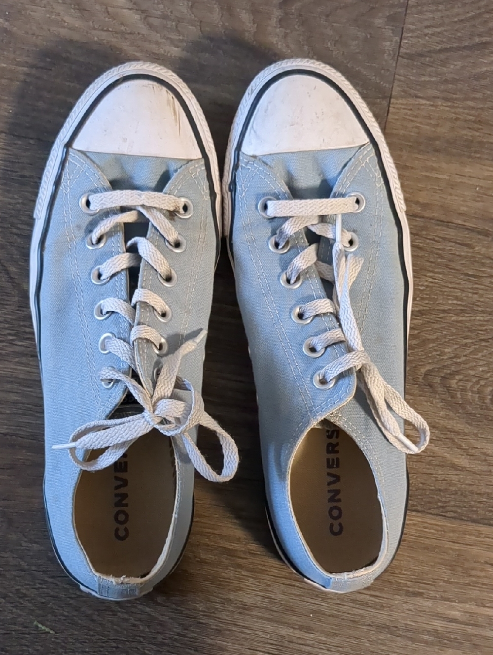 Converse Low Top Canvas Sneakers in Pale Blue and White